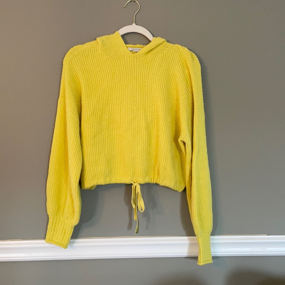 Yellow American Eagle Cropped Hoodie